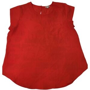 Lily White Women's Red Short Sleeve Blouse Size Large